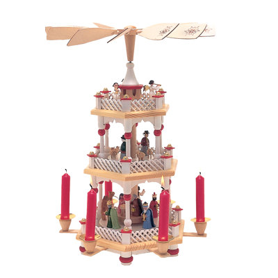 Crèche de Noël à 3 niveaux avec pyramide en métal à candélabre en métal