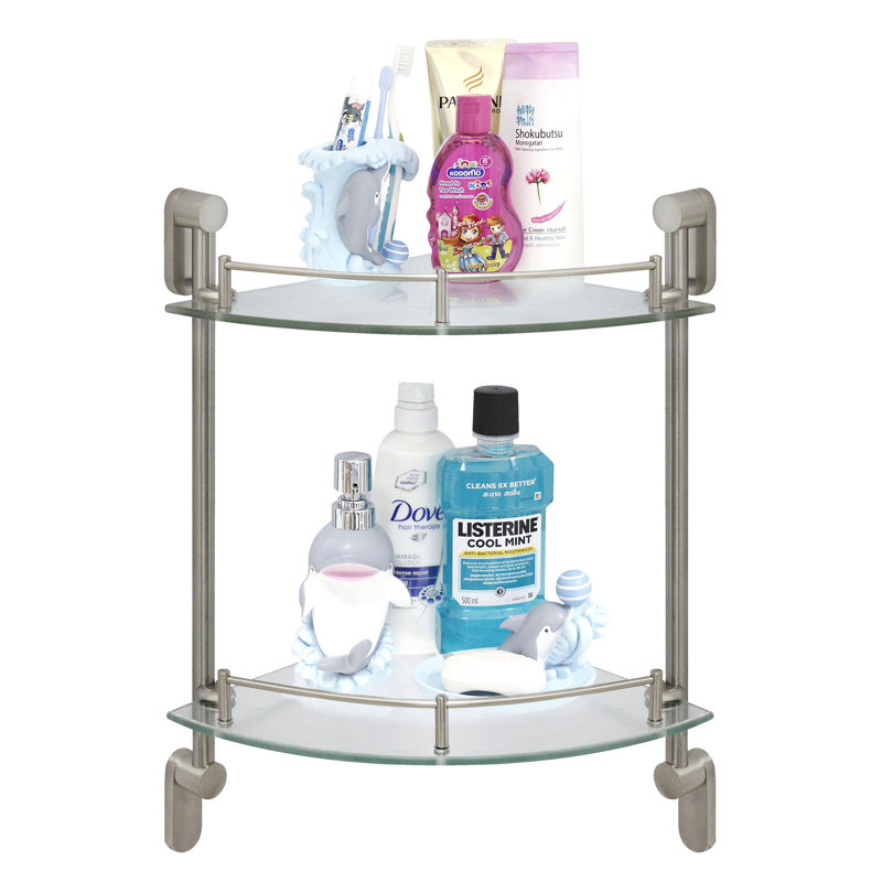 Azahara 2 Piece Corner Corner Shelf, Satin Nickel
