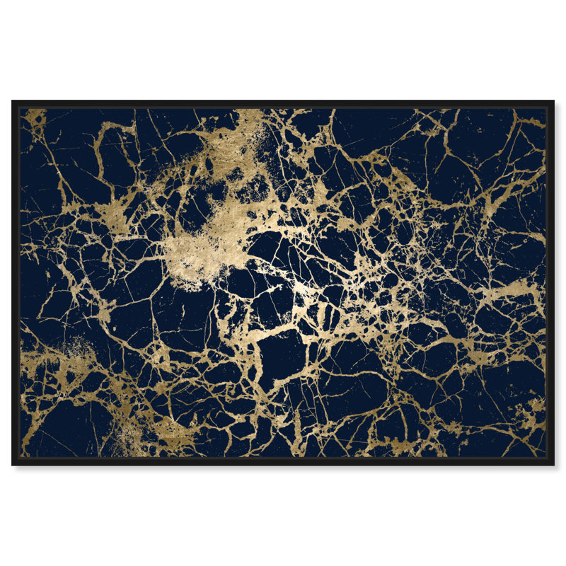 Calimas Indigo par Oliver Gal - impression d'art graphique, H 20 po x l 30 po x 1,5 po, Cadre noir