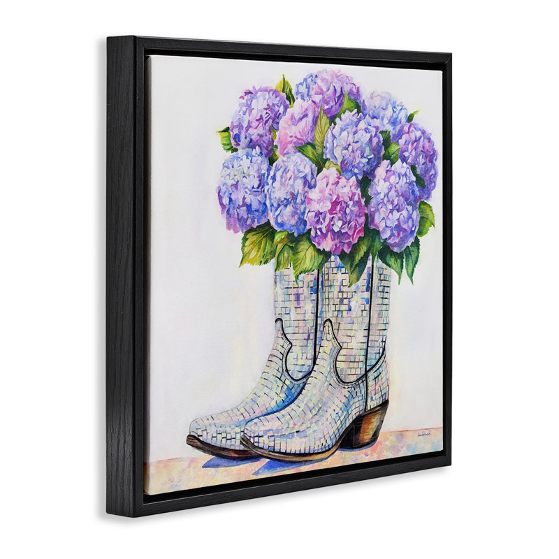 Cadre flottant Hydrangea, Cadre flottant noir de jais, H 18 po x l 18 po