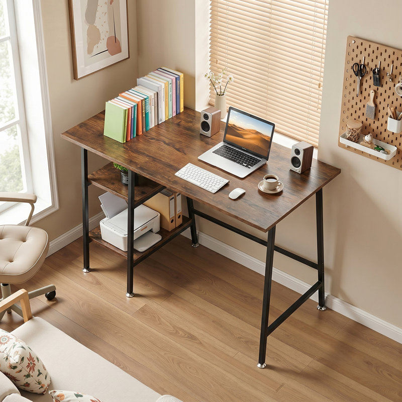 Coyer Home Office Desk, Modern Simple Computer Writing Desk with Storage Shelves, Study Work Office Table for Bedrooms, Small Spaces, Home Offices, Living Room