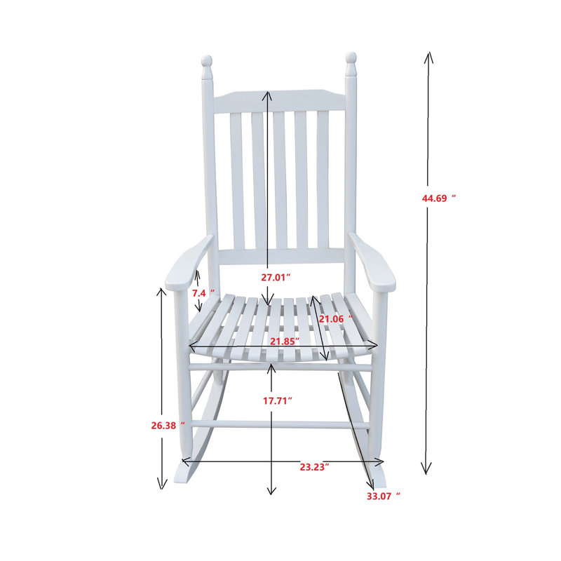 Chaise berçante en bois, sans tapis, Blanc