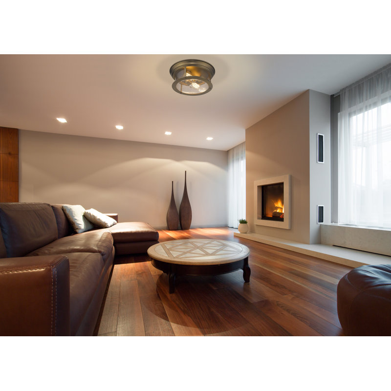 Canale Glass Flush Mount, Heritage Brass, 5.5"H x 13.5"W x 13.5"D