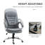 Fauteuil de direction à haut dossier gris avec hauteur réglable, rembourrage épais et appui-tête rembourré