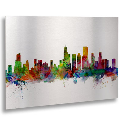 'Chicago IL Skyline' Graphic Art on Metal