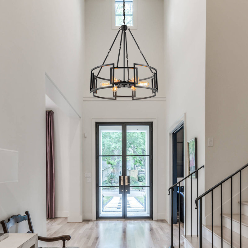 Armenio 6 - Light Dimmable Industrial Geometric Drum Chandelier