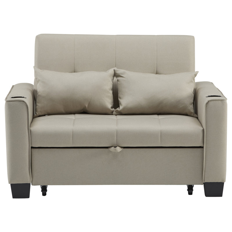 2 Seater Fabric Sleeper, Beige