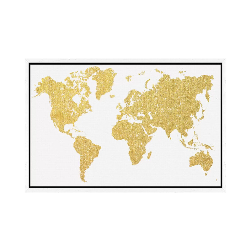 Gold Map by Natasha Wescoat - Gallery-Wrapped Canvas Giclée on Canvas, 66.04 cm H x 45.72 cm W, White Framed