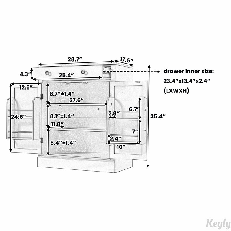 Garde-manger autoportant de 28,7 po de largeur, ensemble de rangement pour buffet, armoire à café, ensemble de 2, Gris