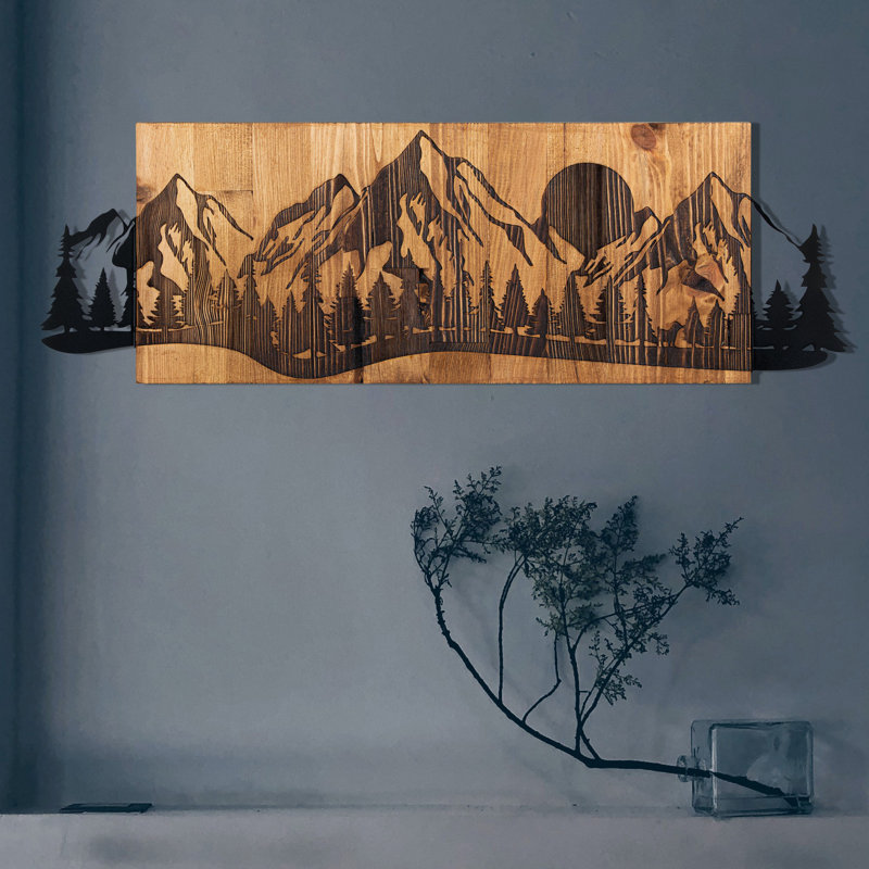 Elegant Decorative Wooden Wall Accessory, Black & Walnut Finish, 29.7 x 9.6 inches | Durable 100% Metal Frame (0.05 inches Thick) | Stylish Home Decor for Living Room, Office, and Entryway - Modern and Chic Design