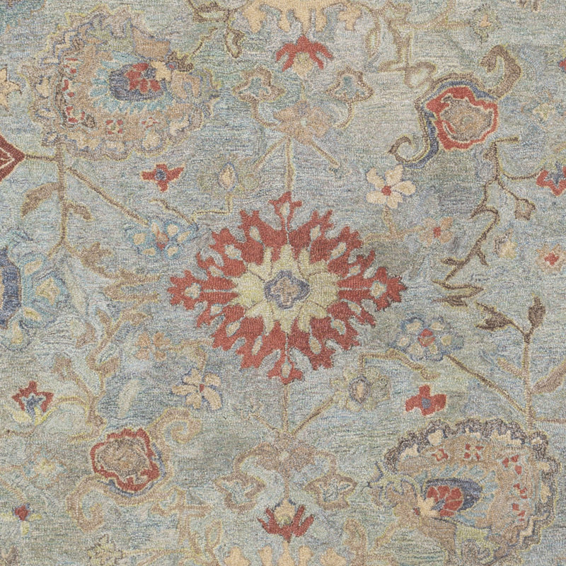 Nouveau Hand Tufted Wool Oriental Area Rug in Teal, Rectangle 5' x 7'6"