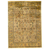Hand Knotted Wool Area Rug in Gold