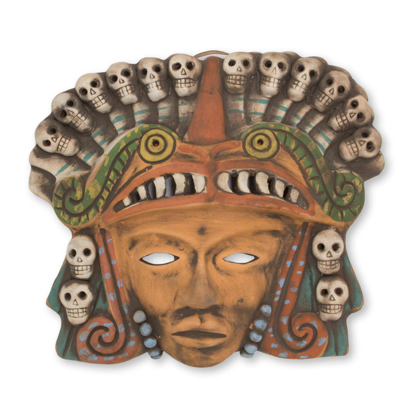 Décoration murale en céramique à danse de décès quetzalcoatl