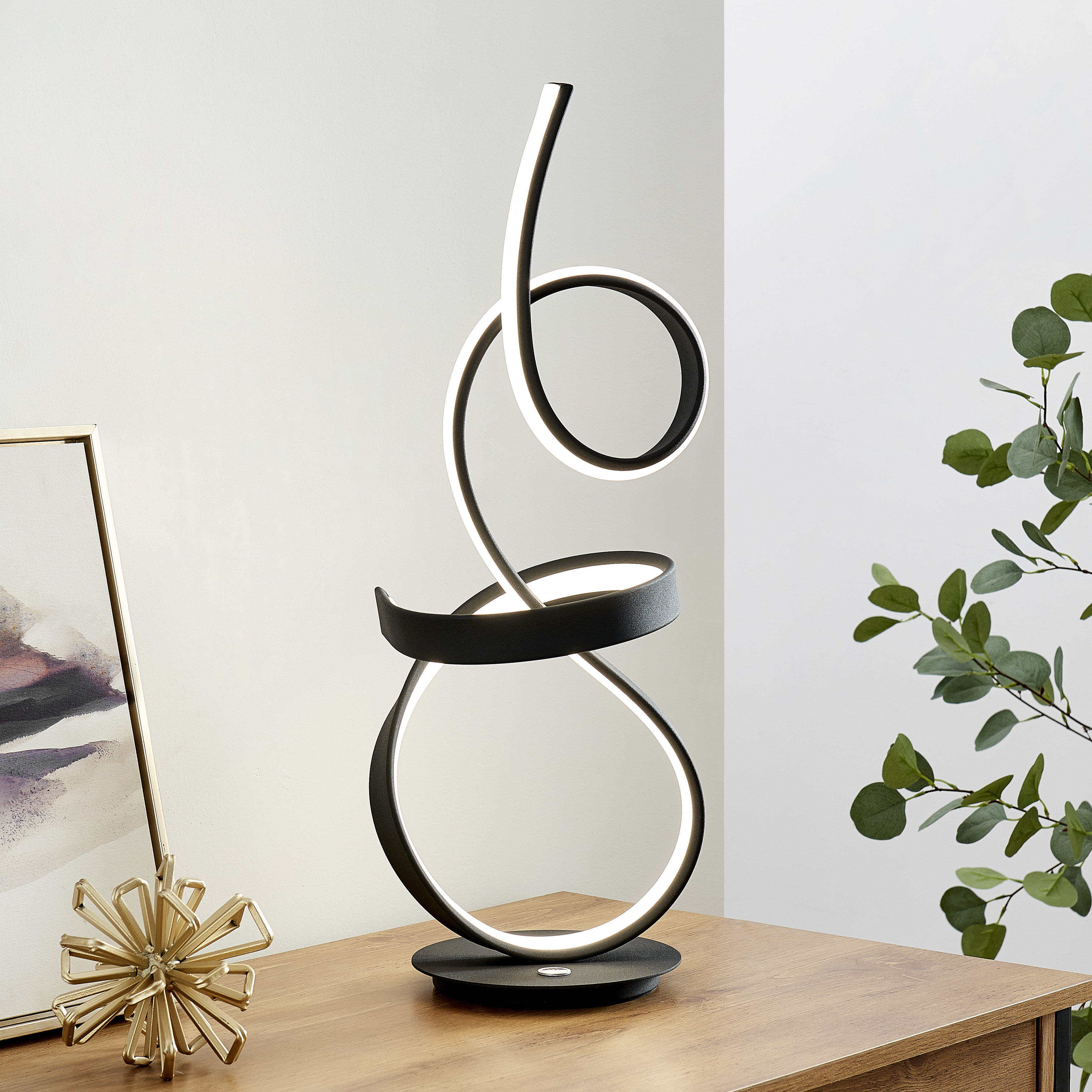 Led sculptural store touch table lamp