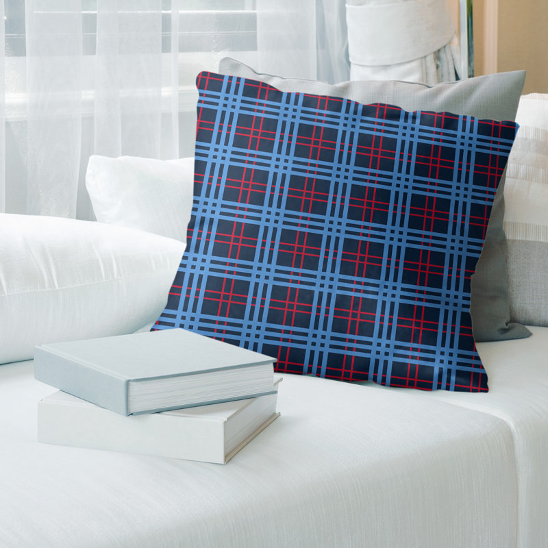 Housse de coussin Football Luxury, Poly sergé, 16 po x 1 po, Marine / Rouge / Bleu