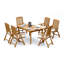 7 Pcs Grade-A Teak Wood Dining Set: 60" Rectangle Table And 6 Marley Folding Reclining Arm Chairs #11MR1306-1930294463