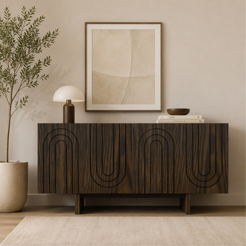 Armoire d'appoint à 4 portes, Walnut