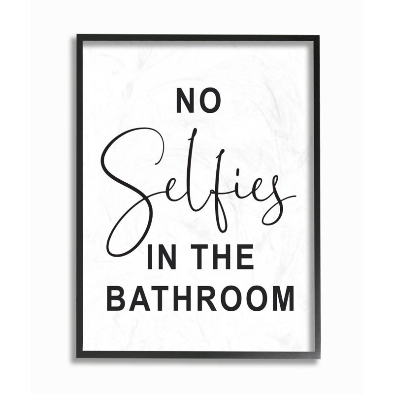 «No Selfies» par lettré et doublé - reproduction d'art texturée, Giclée encadrée noir minuit, H 14 po x l 11 po x P 1,5 po