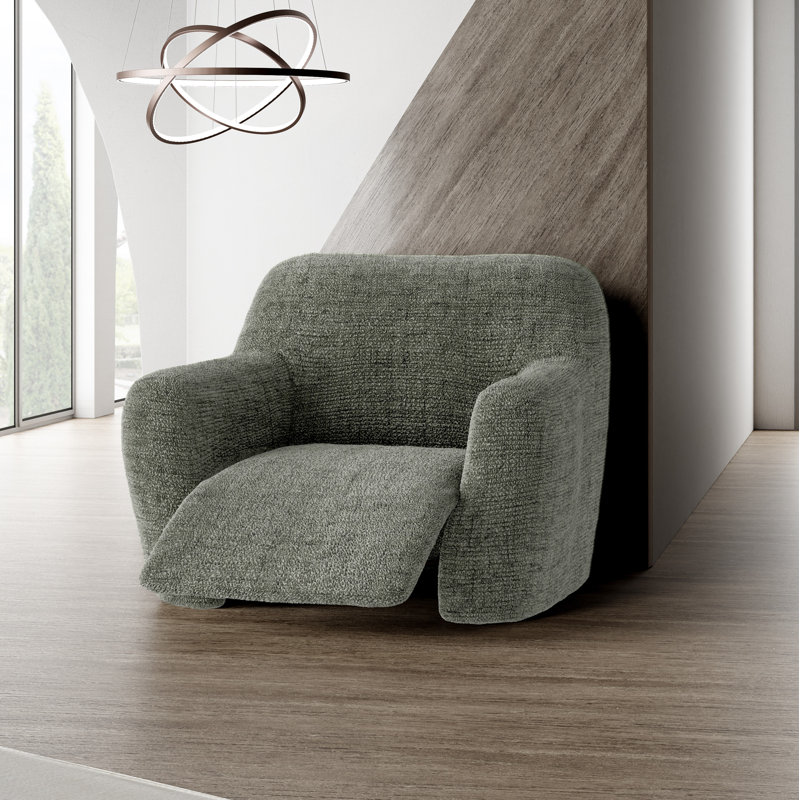 Stretchy Slipcover for Recliner Armchair - Durable & Stylish - Printed Collection, Mossy Grey