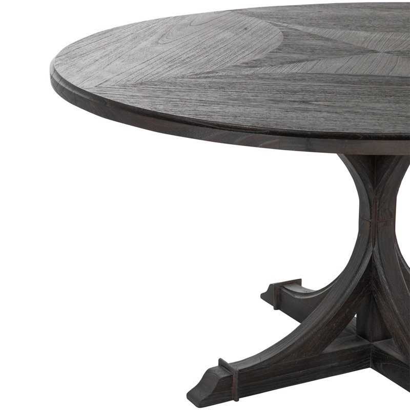 Adams 60" Pedestal Dining Table, Cerused Forest Black