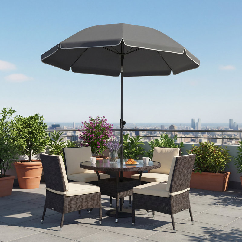 180cm Tilt Beach Parasol, Grey