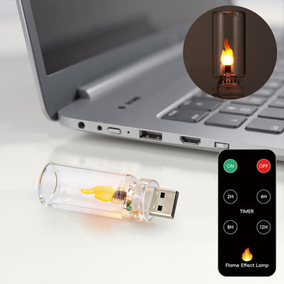 Glass Bottle Flame Lamp USB Simulated Flame Ambient Light  Candle Night Light