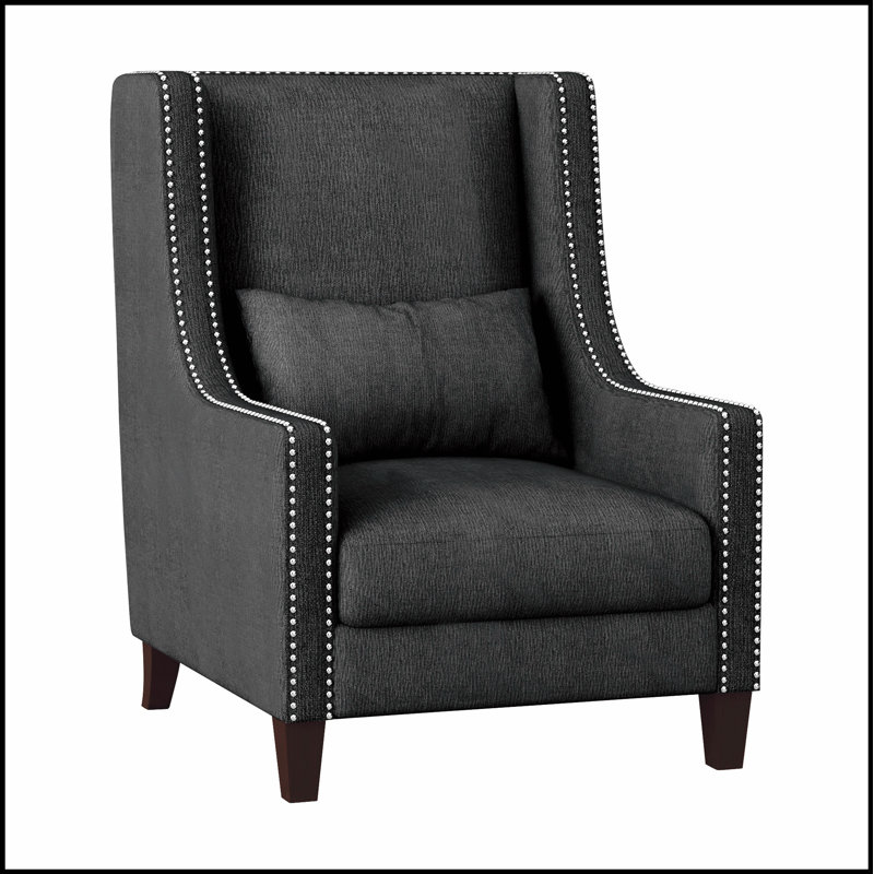 Chaise d'appoint en polyester durable avec garniture cloutée élégante et 4 pieds robustes, parfaite pour un usage domestique polyvalent et un attrait esthétique.