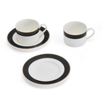 Cup Saucer, 280 ml, Set of 8, 4 Cup and 4 Saucers, Plain White – J