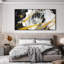 Noir et blanc éclaboussures abstraites de salon contemporain grand encadré impression murale décor à la maison (assemblage de cadre requis)-107133659
