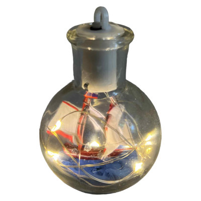 Led Ship In A Glass Bottle Ornament