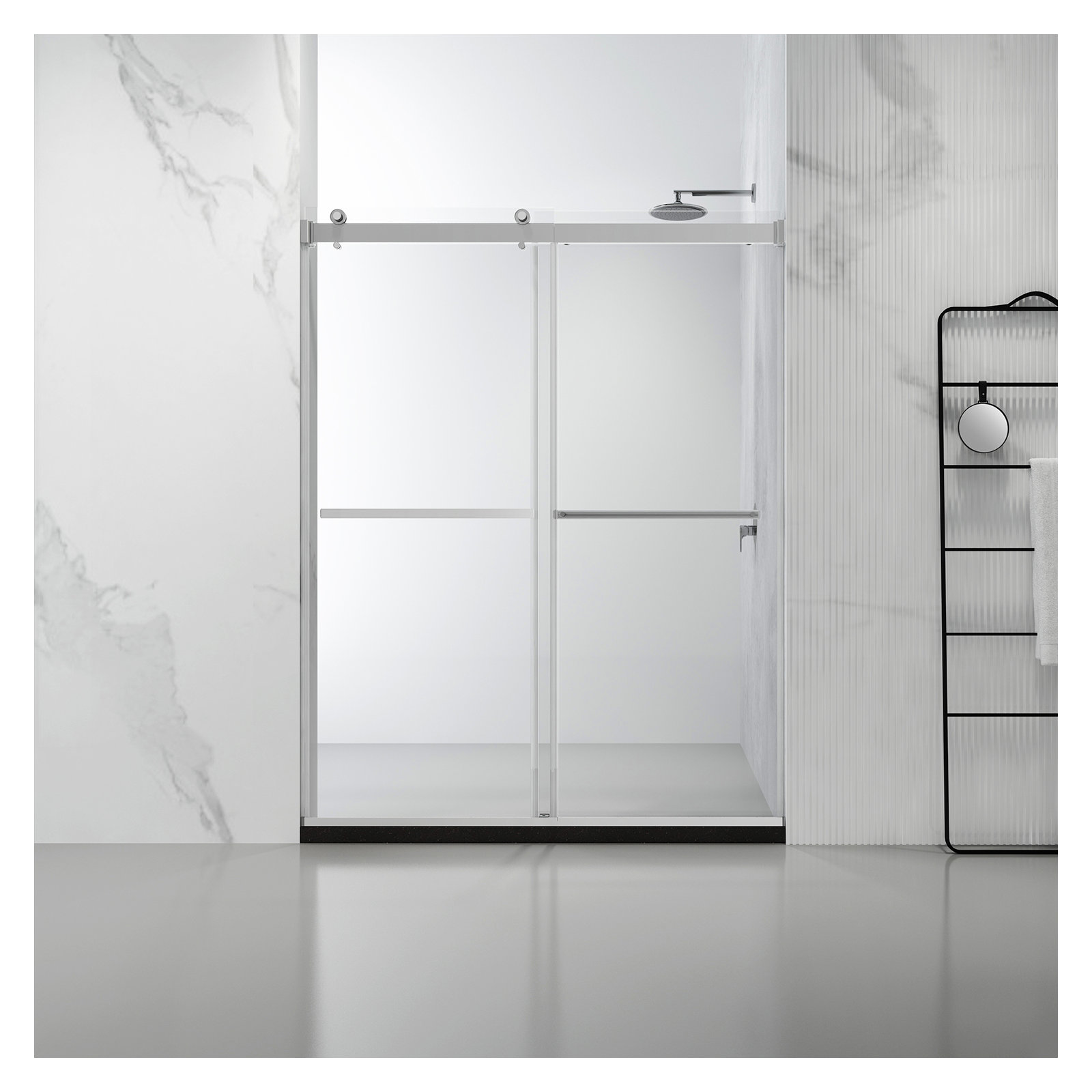 Spezia 60'' - 64'' W x 76'' H Double Added Door Frameless Shower Door, Chrome