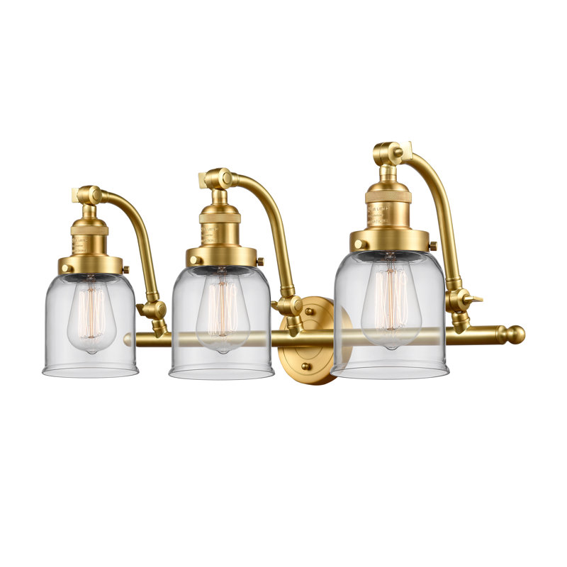 Luminaire de meuble-lavabo 3 lumières 28 po Bell, Ampoule à DEL rétro de 6 watts, Clair, Or satiné