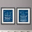 «Antique Ship Blue Print», ensemble de 2 reproductions d'art sur papier encadrées