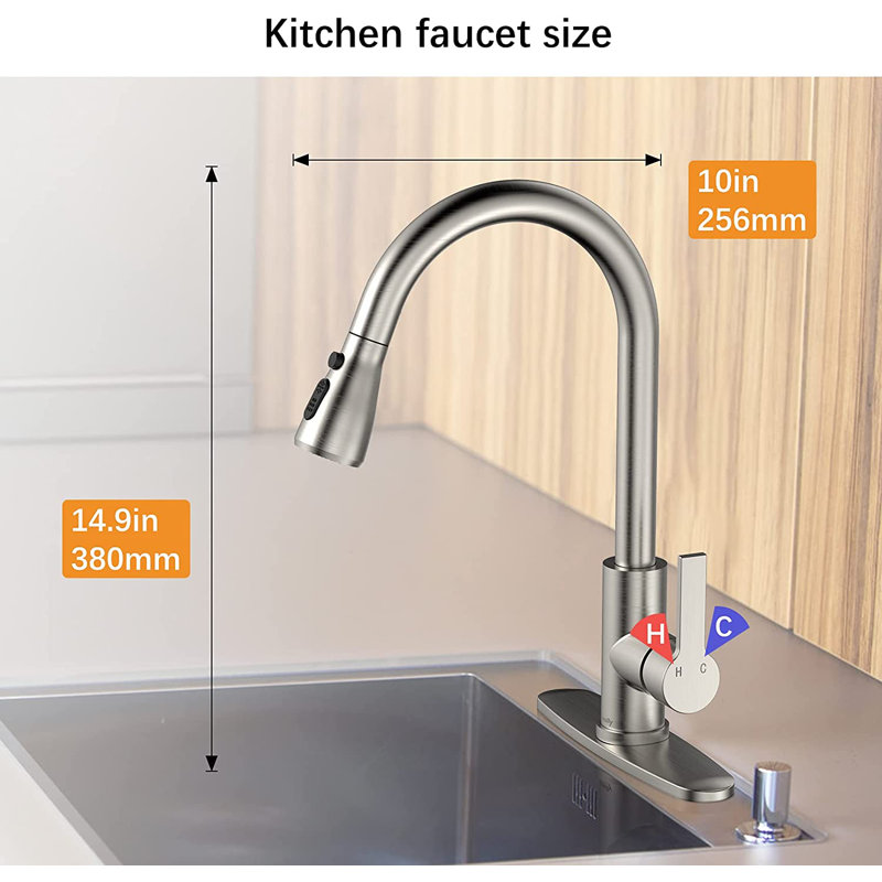 Yiimo Pull Out Kitchen Faucet, Brushed Nickel