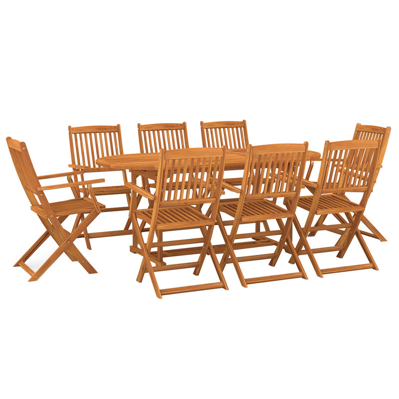 Sterner 9 Piece Garden Dining Set 180x90x75 cm Solid Wood Acacia