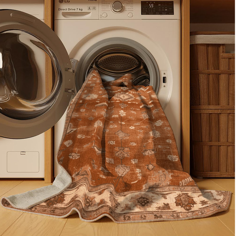 Tapis brun lavable à la machine, Carré 4 pi