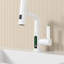 Robinet de lavabo à affichage à DEL avec relevable coulissant - 360 degrés, 31 becs, hauteur réglable, blanc pour salle de bain