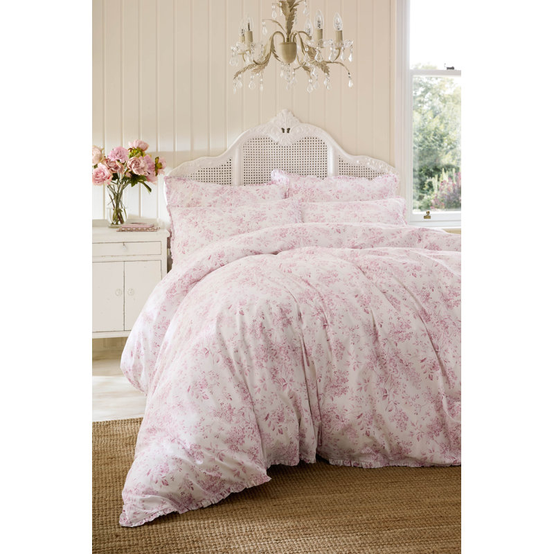 100% Cotton Machine Woven Pillowcase - Set of 2, Pink Floral