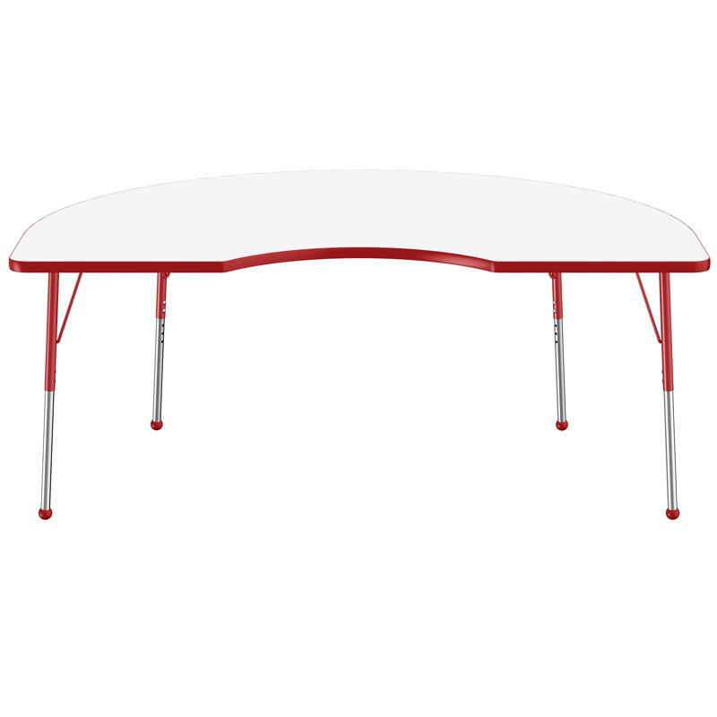 Table d'activité demi-lune effaçable à sec avec pieds réglables - blanc / noir, Tableau blanc / noir, Haricot