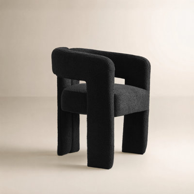Chaise de salle à manger moderne avec accoudoirs rembourrés, structure en bois massif
