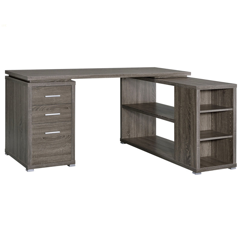 Tona Weathered Grey 3-Drawer L-Shape Desk, Gray