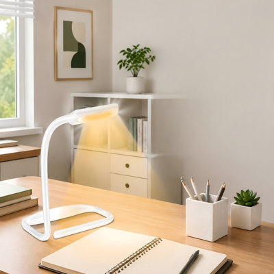 Lampe de lecture mains libres blanche réglable pour la nuit, avec 3 couleurs et bras flexibles, offrant un positionnement flexible idéal pour le tricot, le camping et le bricolage, et un cadeau parfait.