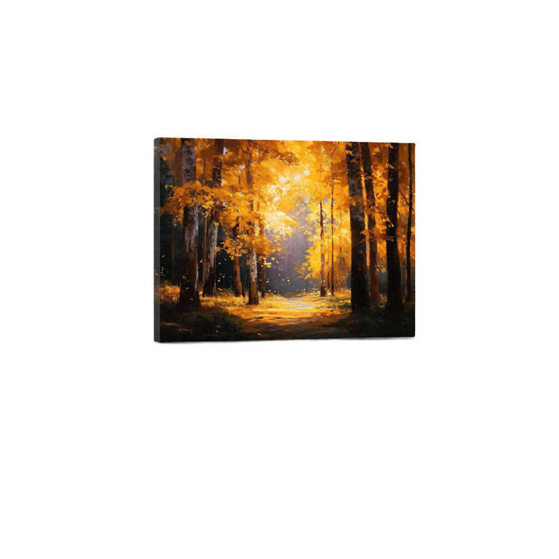 Orange, paysage d'automne 24 po x 36 po, paysage d'automne, cadre mural en bois, orange vif automne, forêt, nature, désert, réalisme, paysage décoratif