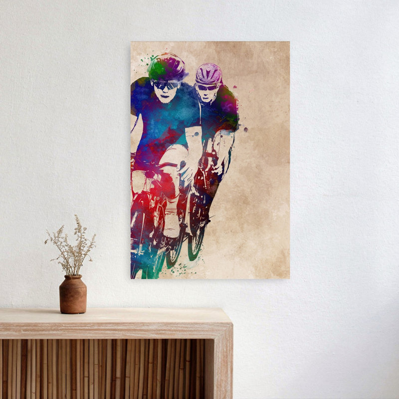 «Vibrant Cycling Action», art mural contemporain, 24" H x 16" W