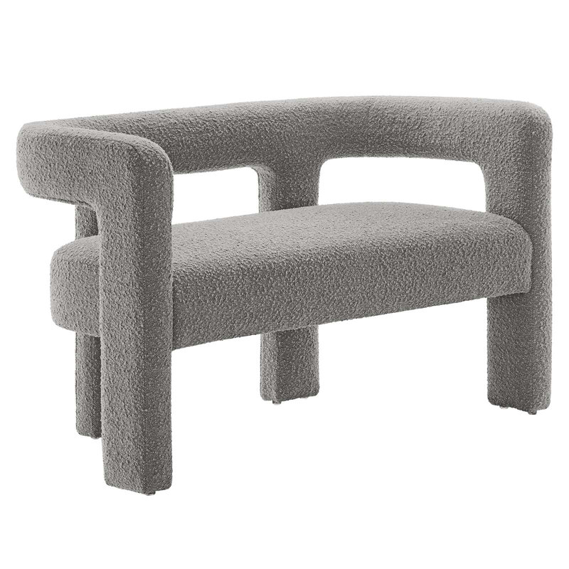 Modway Kayla Boucle Upholstered Loveseat, Light Gray Boucle