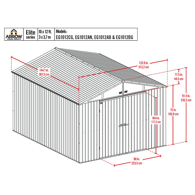 Elite 10' x 12' Blue Grey Steel Storage Shed