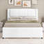 Lit plateforme tapissier pleine grandeur beige avec lit gigogne réglable pour petits invités