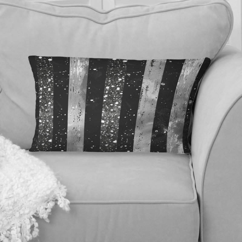 Coussin lombaire Glam Sparkling Stripes, Gris / argent