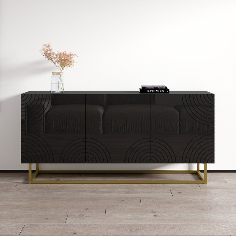 Pittsfield 63" Sideboard with High Gloss Finish, Black