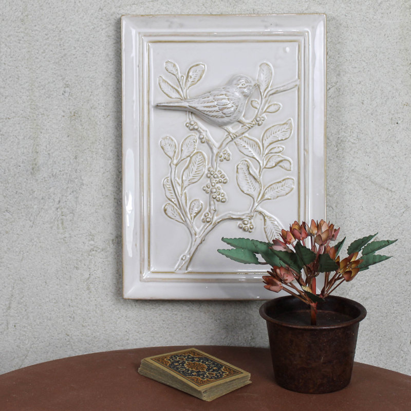 Wall Art - Bird On Branch, Ceramic